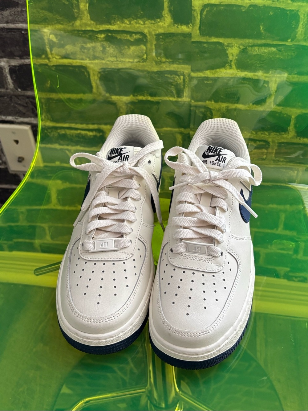 Nike White Sneakers with Navy Swoosh